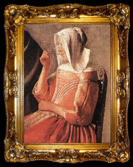 framed  VERMEER VAN DELFT, Jan A Lady Drinking and a Gentleman (detail)  edte, ta009-2